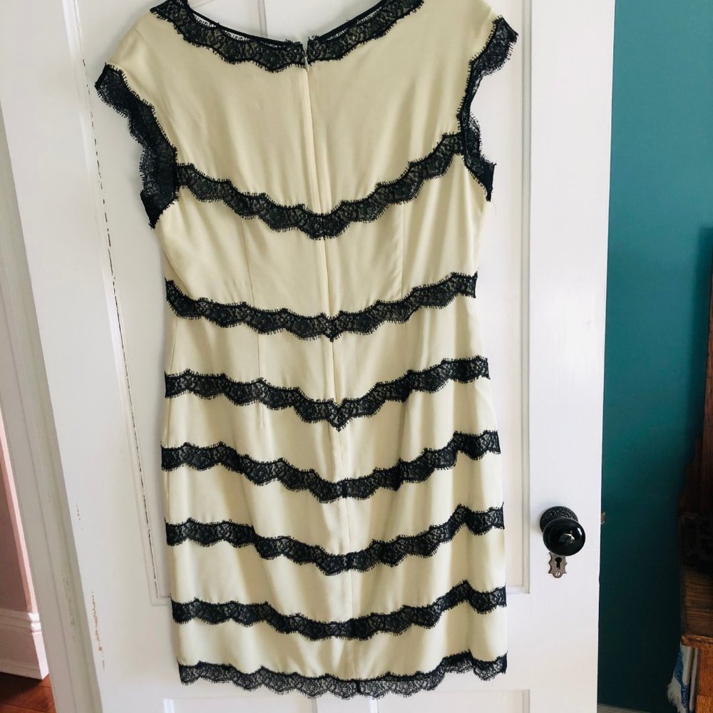 Y2K Nicole Miller Dress Creame with Black Lace Detail - Picture 2 of 13